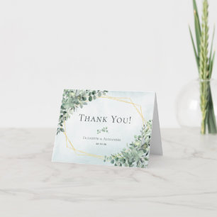 Carte De Remerciements Elégant Eucalyptus Mariage géométrique