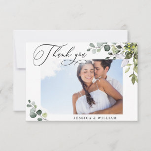 Carte De Remerciements Elégant Eucalyptus Mariage PHOTO