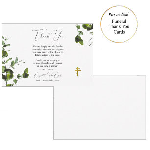 Carte De Remerciements Elégant Eucalyptus Orthodoxe des funérailles chrét