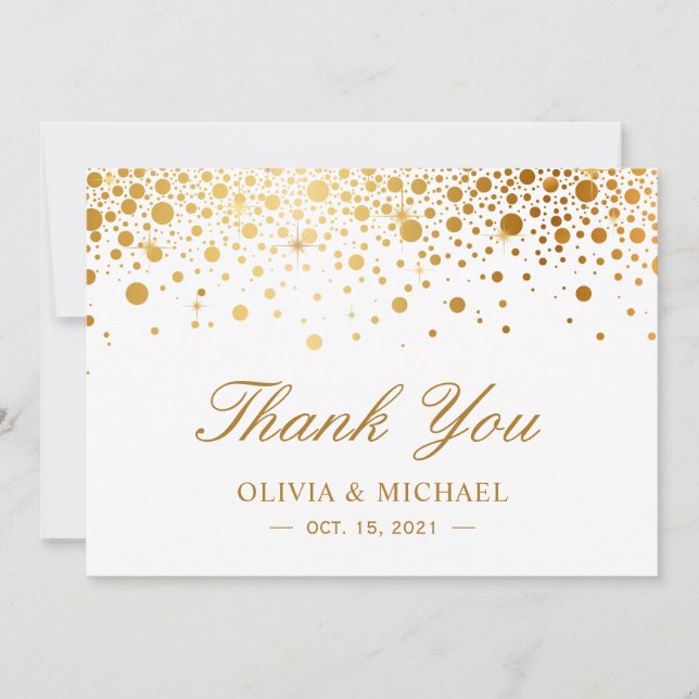 Carte De Remerciements Elégant Faux Gold Foil Confetti Dots (Devant)