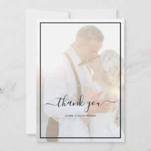 Carte De Remerciements Elegant Faux Vellum Overlay Photo Wedding Thank Yo