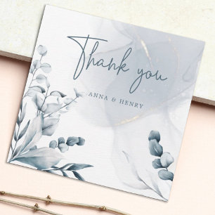 Carte De Remerciements Élégant Feuille bleu gris Eucalyptus Mariage