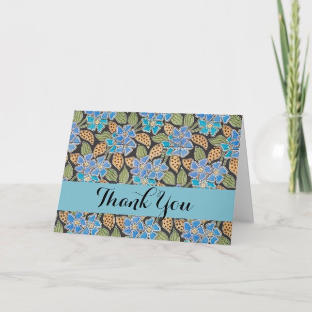 Carte De Remerciements Élégant Fleur Bleu Périwinkle Floral Classic (Devant)