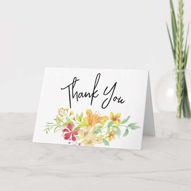 Carte De Remerciements Élégant floral clair | Fête des mariées chic (Devant)