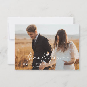 Carte De Remerciements Élégant Floral Love Heart Boho Mariage de automne 