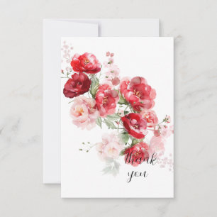 Carte De Remerciements Élégant Floral Rouge Simple Personnalisé