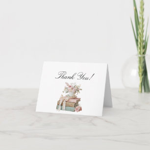Carte De Remerciements Élégant floral Son prochain chapitre Baby Shower 