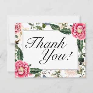 Carte De Remerciements Élégant Floral Vintage Botanical Anniversaire