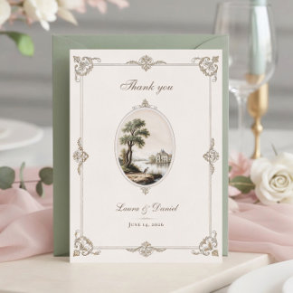 Carte De Remerciements Elegant French Vintage Chateau Wedding