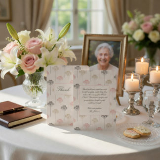 Carte De Remerciements Elegant Funeral Thank You Card with Soft Flowers