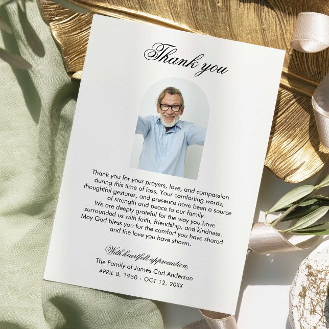 Carte De Remerciements Elegant Funeral Thank you Photo Arch Memorial (Créateur téléchargé)