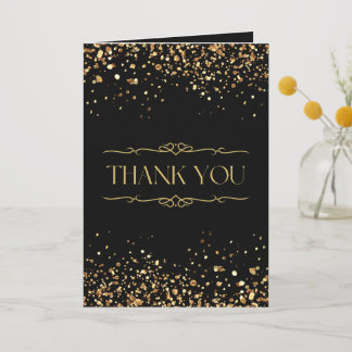 Carte De Remerciements Elegant Gold and Black Retirement Party Thank You 