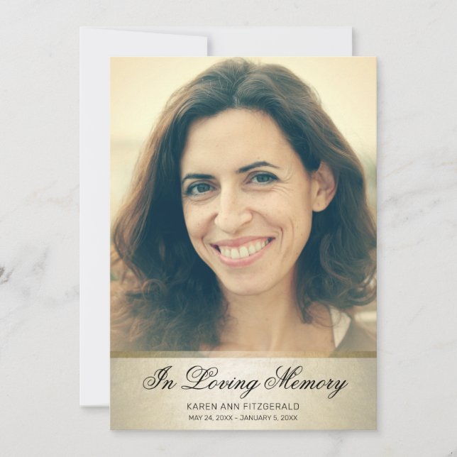 Carte De Remerciements Elegant Gold Black Script Photo Funeral Card (Devant)