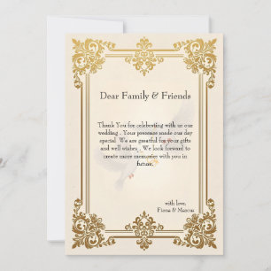 Carte De Remerciements Elégant Gold Luxury Mariage formel