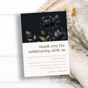 Carte De Remerciements Elégant gothique noir Rose noir Mariage