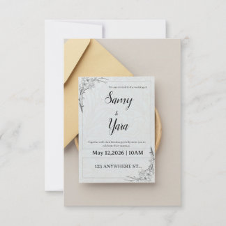 Carte De Remerciements Elegant Green Floral Save the Date Wedding Invitat