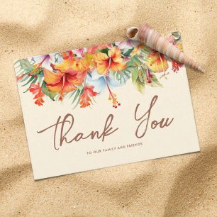 Carte De Remerciements Élégant Hibiscus Fleur Tropical Floral Mariage