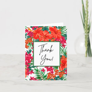 Carte De Remerciements Élégant Hibiscus hawaïen blanc
