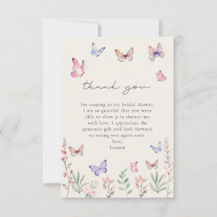 Carte De Remerciements Élégant, Il Me Donne Fête des mariées Aux Papillon