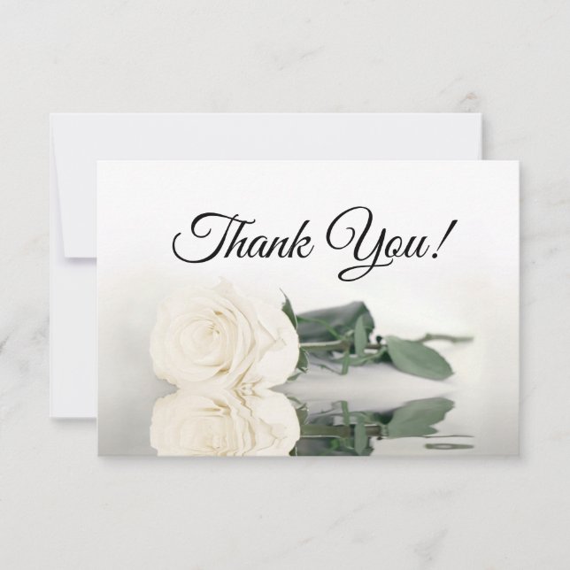 Carte De Remerciements Elegant Ivory White Mirrored Rose Simple Wedding (Devant)
