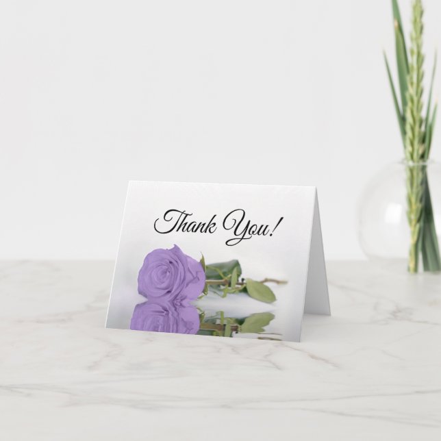 Carte De Remerciements Élégant Lavande violet Rose Mariage Photo à l'inté (Devant)