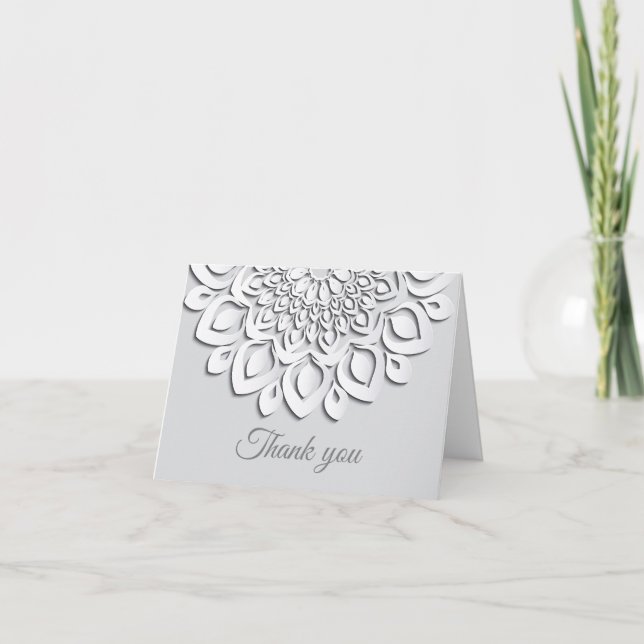 Carte De Remerciements Elégant Livre blanc Coupe Mandala (Devant)