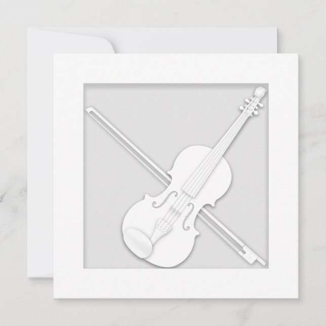 Carte De Remerciements Élégant Livre blanc Violon & Bow Musicien (Devant)