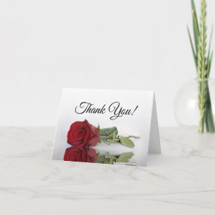 Carte De Remerciements Élégant long Stemmed Rose rouge Mariage Photo à l'