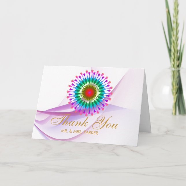 Carte De Remerciements Elegant Lotus Flower Thank You Mandala Gold Pink (Devant)