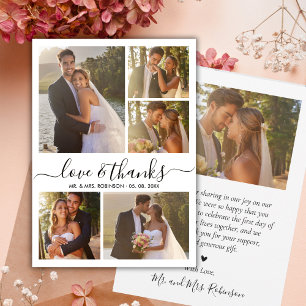 Carte De Remerciements Elegant Love and Thanks Photo Collage Mariage