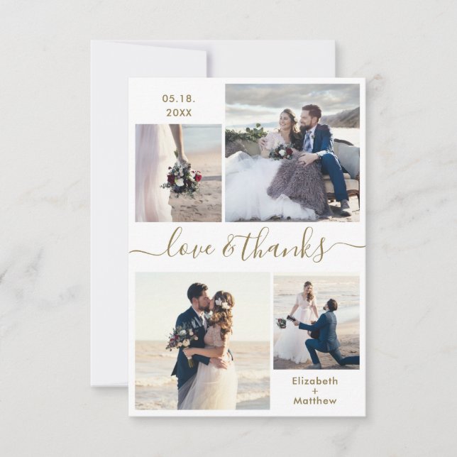 Carte De Remerciements Elegant Love and Thanks Script 4 Mariage photo (Devant)