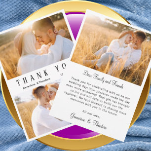 Carte De Remerciements Elegant Love Heart Script Photo Collage Mariage
