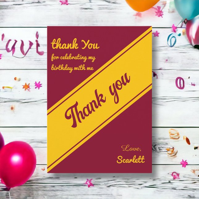 Carte De Remerciements Elégant Luxe Bourgogne Et Or Chic Anniversaire (Créateur téléchargé)