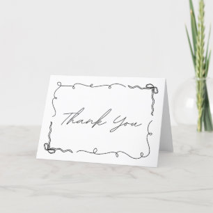 Carte De Remerciements Elégant Main tiré Bow Doodle Chic Fête des mariées