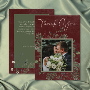 Carte De Remerciements Élégant Mariage Bourguignon aux Baies et au Pin de