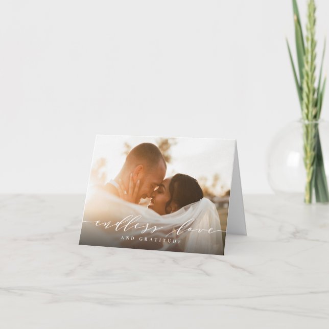 Carte De Remerciements Élégant Mariage d'amour sans fin (Devant)