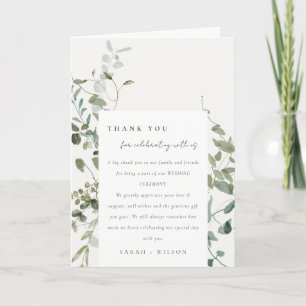 Carte De Remerciements Elégant Mariage d'aquarelle d'Eucalyptus Botanique