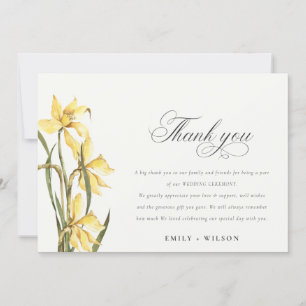 Carte De Remerciements Élégant Mariage d'aquarelle florale jaune