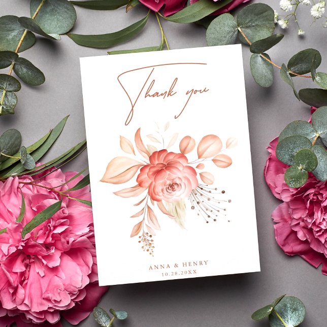 Carte De Remerciements Élégant Mariage de bouquet floral (Créateur téléchargé)