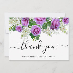 Carte De Remerciements Élégant Mariage de bouquet rose