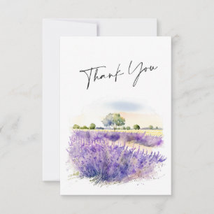 Carte De Remerciements Élégant Mariage de champ de fleurs de lavande aqua