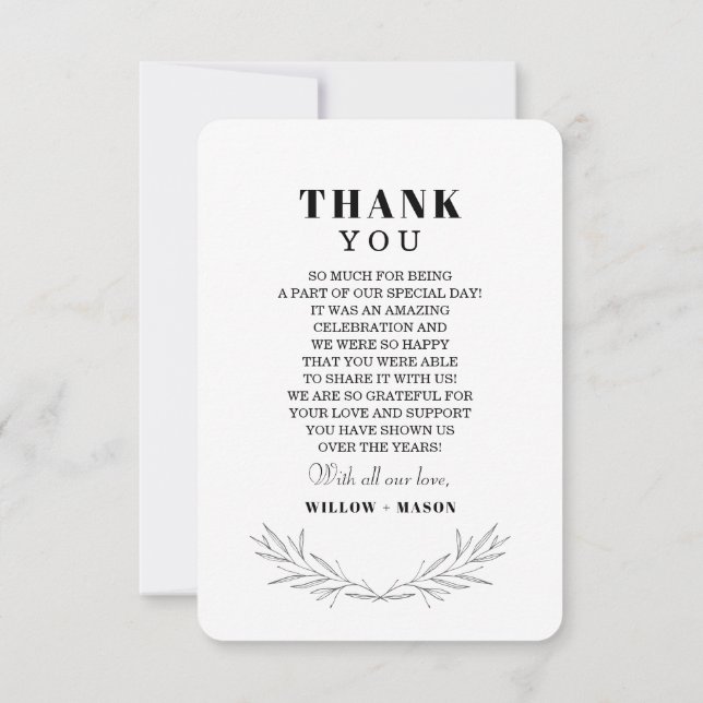 Carte De Remerciements Élégant Mariage de crête avec photo (Dos)