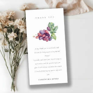 Carte De Remerciements Élégant Mariage de feuillage de raisin d'aquarelle
