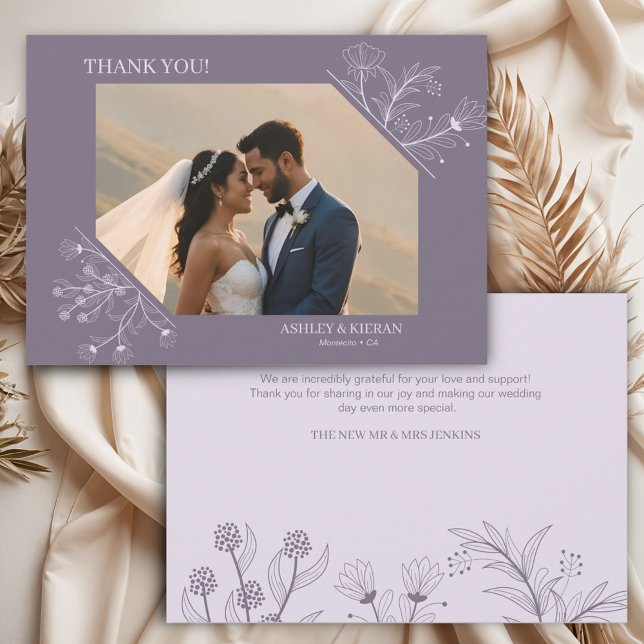 Carte De Remerciements Élégant Mariage de lavande florale (Créateur téléchargé)
