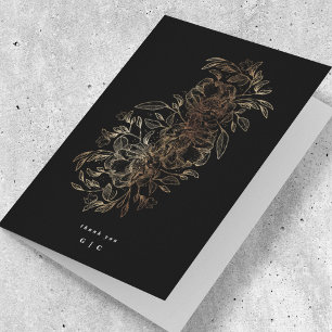 Carte De Remerciements Élégant Mariage de monogramme botanique tiré à la 