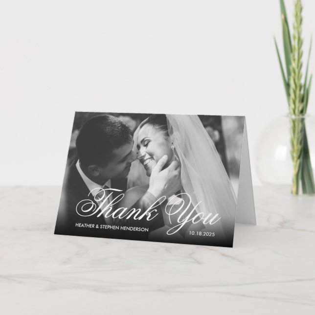 Carte De Remerciements Élégant Mariage de photos officielles (Devant)