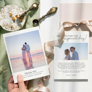 Carte De Remerciements Élégant Mariage de script chic photo