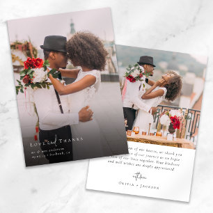 Carte De Remerciements Élégant Mariage de script chic photo