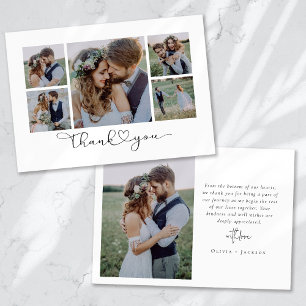 Carte De Remerciements Élégant Mariage de script chic photo