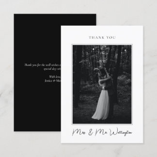 Carte De Remerciements Élégant Mariage de script de signature noire moder